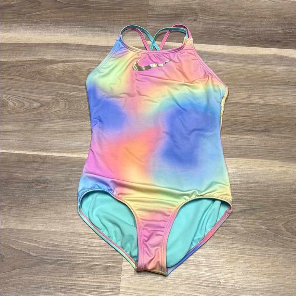 Nike Pink and Blue One Piece Swimsuit girls size XL